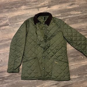 Barbour quilted jacket with corduroy collar, size L
